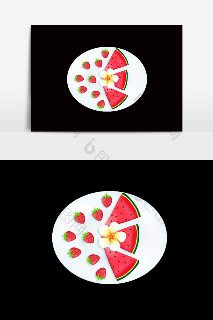 卡通手绘果盘西瓜草莓