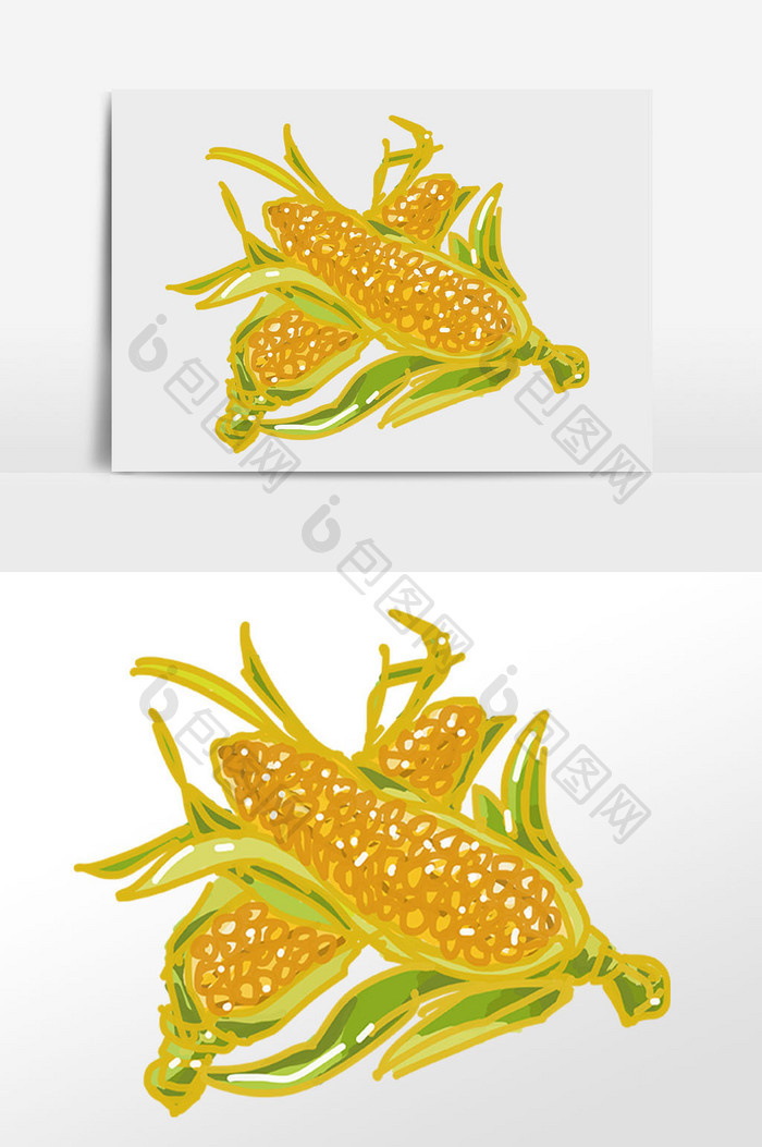 手绘玉米插画元素