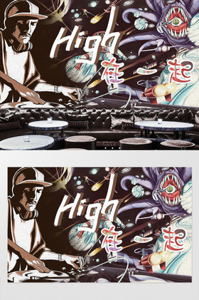 摇滚打碟夜场主题酒吧餐厅ktv工装背景墙