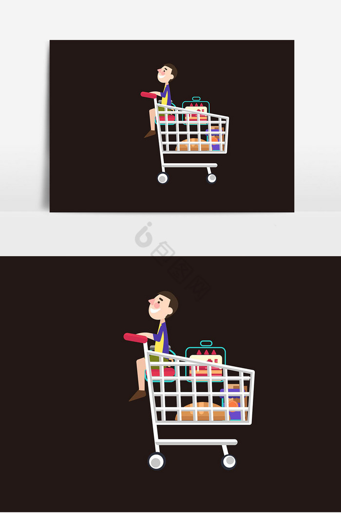 超市购车插画图片