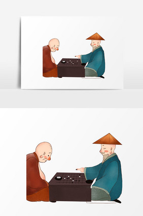 下棋男人插画设计