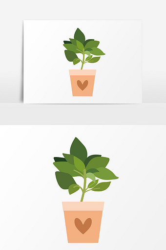 手绘植物盆栽插画图片