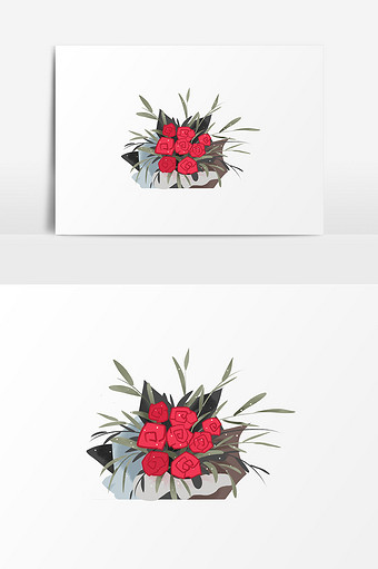 水彩玫瑰插画设计图片