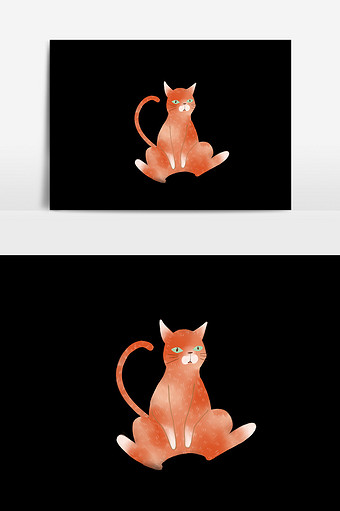 卡通猫咪水彩设计图片