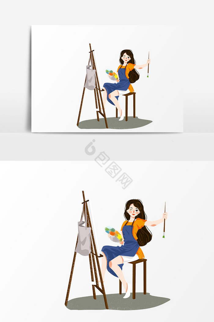 女孩画画图片