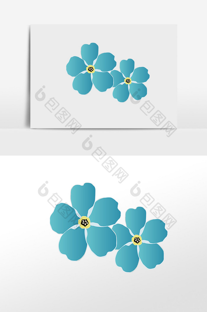 蓝色花朵插画素材