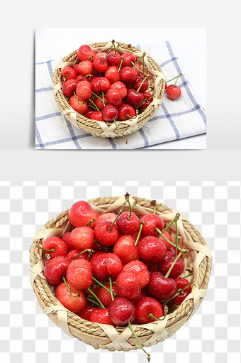 真实水果樱桃png元素图片
