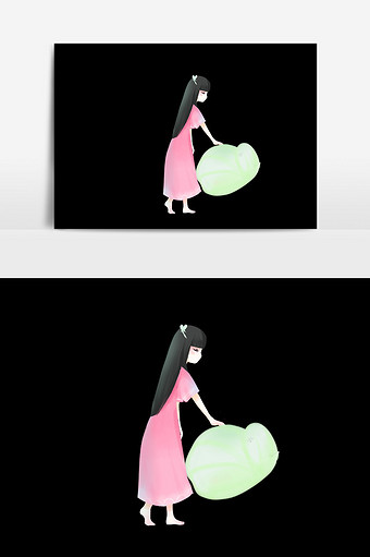 翻译女孩插画设计图片