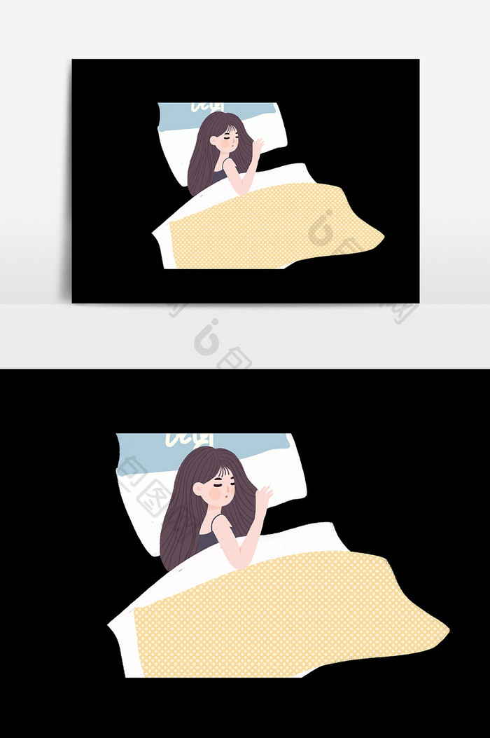 女孩睡觉插画设计