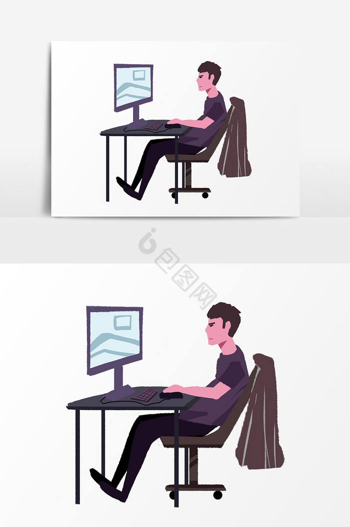 电脑男插画图片