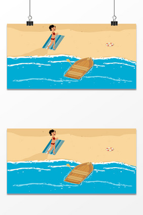 夏季沙滩海洋设计背景图