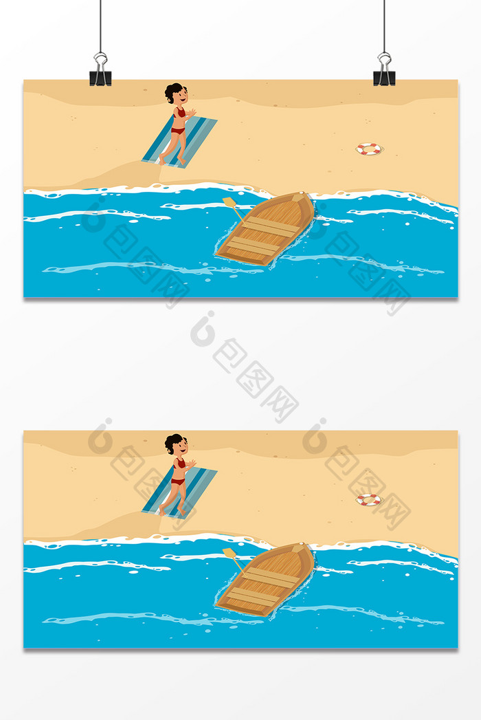 夏季沙滩海洋设计背景图