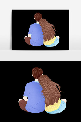 男女依靠插画图片