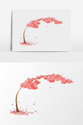 手绘卡通粉色樱花树图片