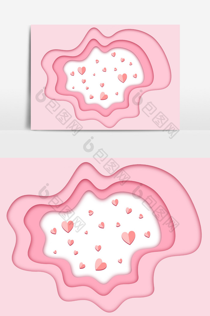 扁平剪纸风粉色少女心可爱元素