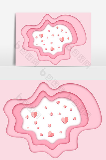 扁平剪纸风粉色少女心可爱元素图片