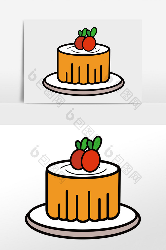 手绘可爱生日蛋糕元素插画