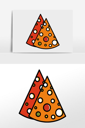卡通小清新可爱芝士披萨食物食材元素插画图片
