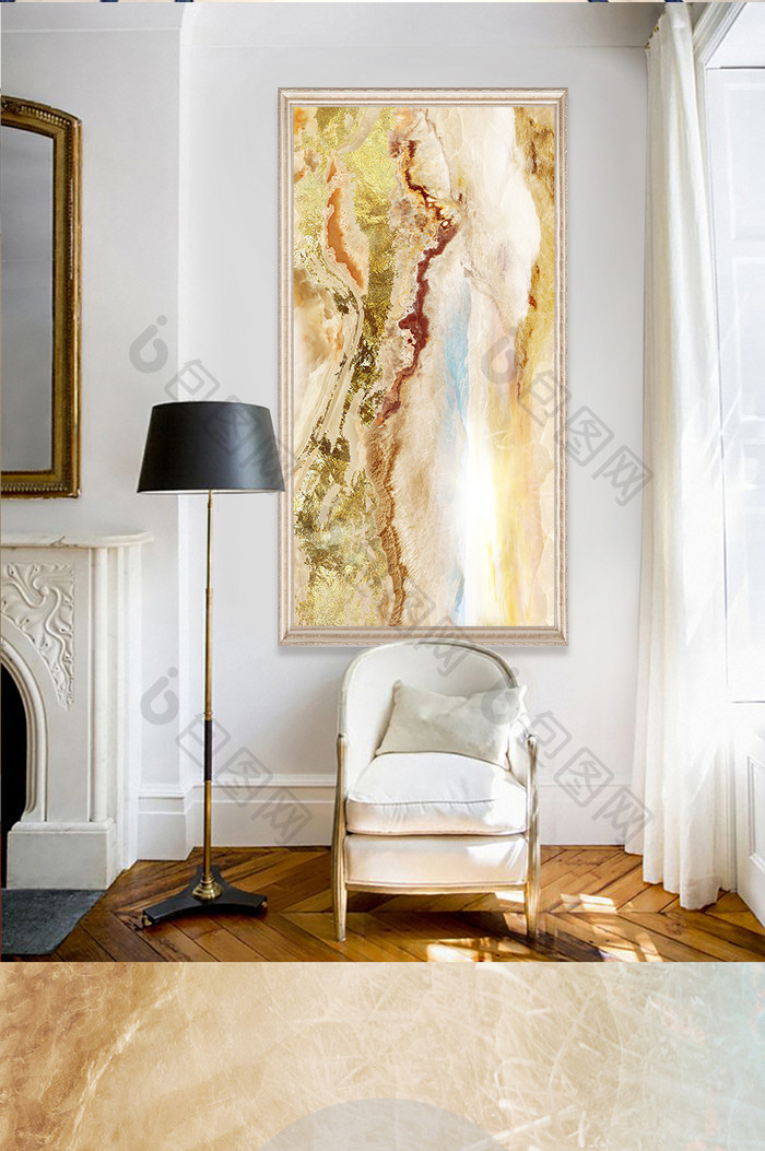 金色3D金箔抽象玄关装饰画背景墙简约大气