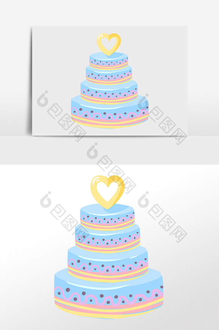 高层蛋糕插画元素