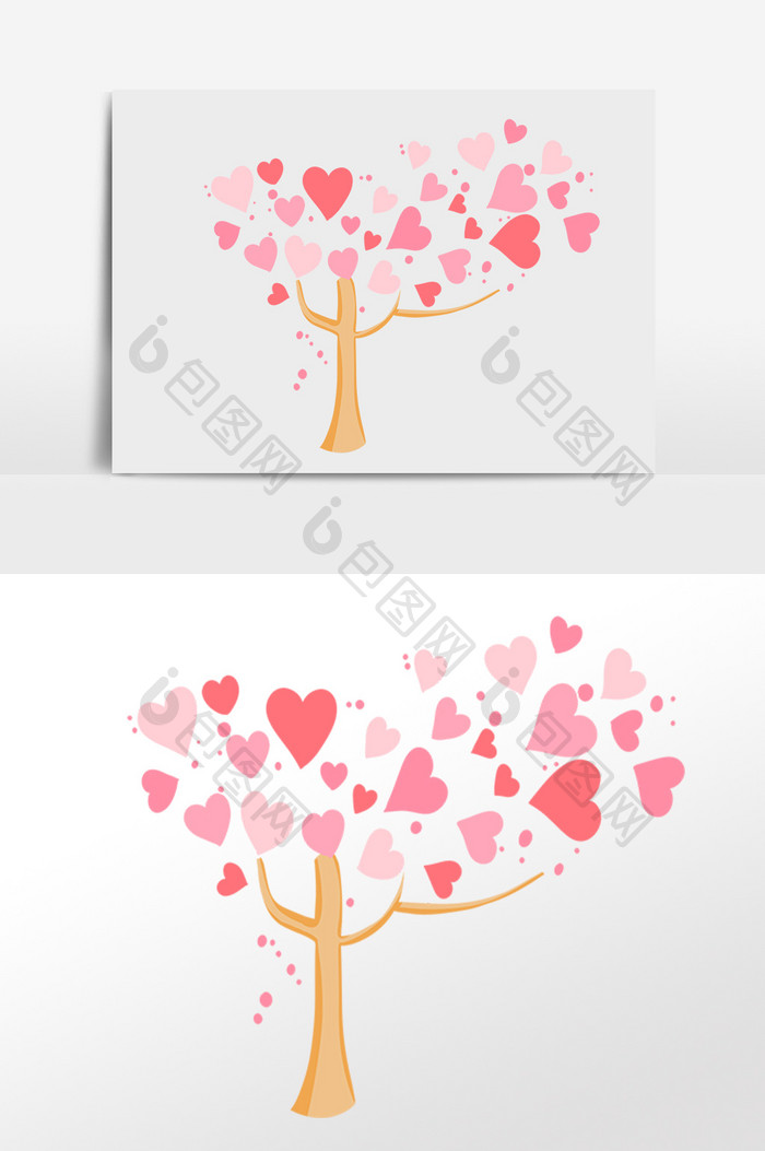 心形爱情树插画元素
