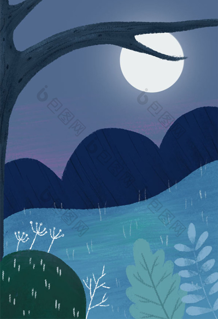夜晚插画图片-包图网
