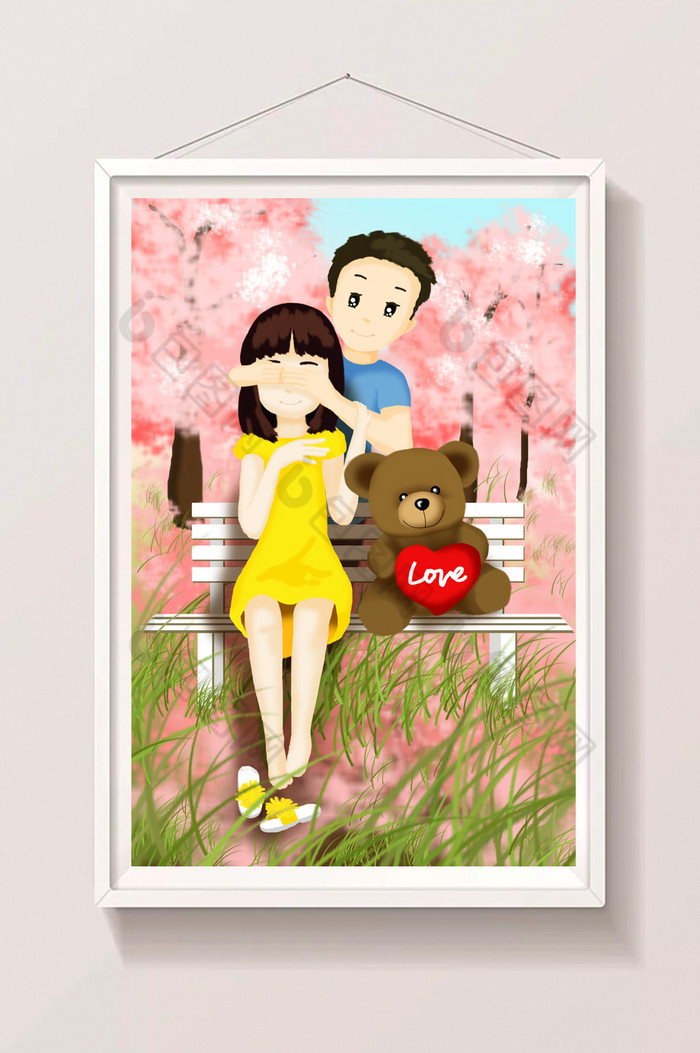 樱花树爱心情人节图片