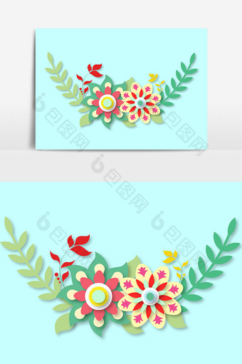 花卉绿叶设计元素图片