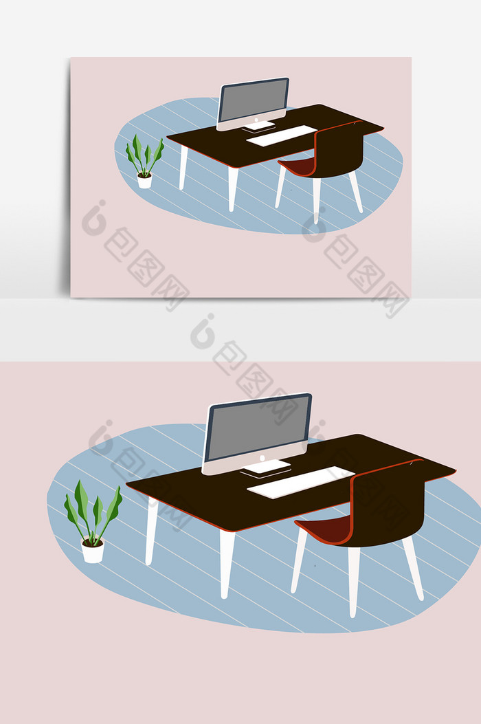 办公桌办公室装修家具素材图片