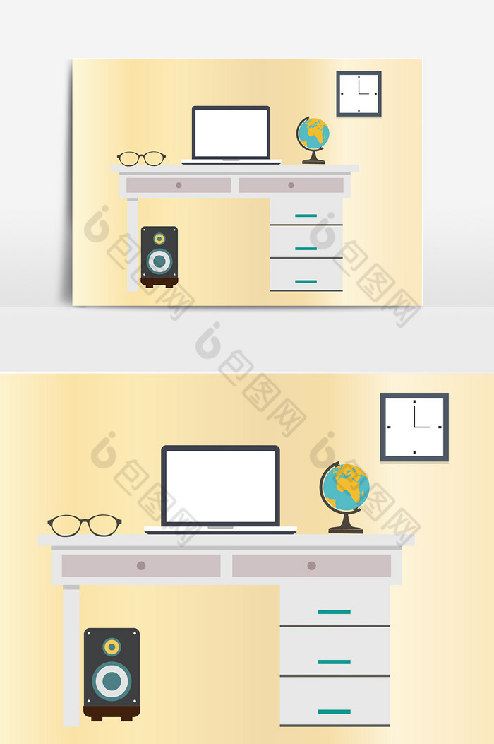 办公桌家具素材图片