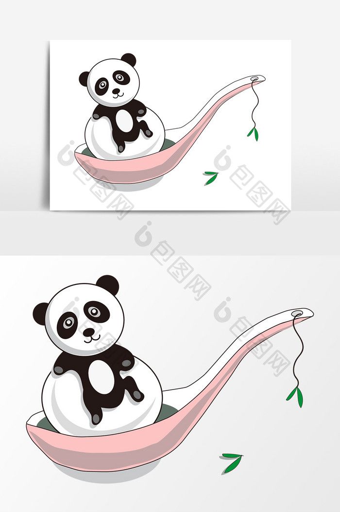创意熊猫汤圆元素