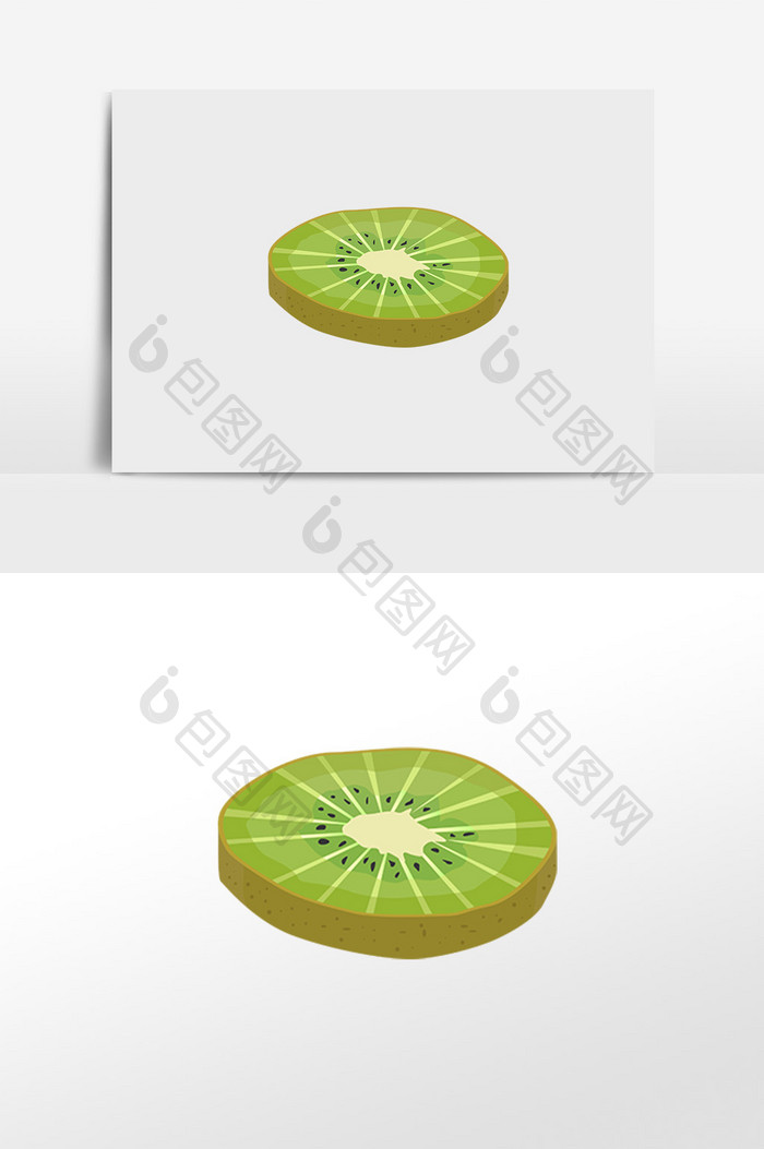 绿色切片猕猴桃插画素材