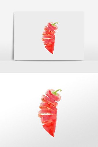 水彩手绘蔬果元素切圈辣椒图片