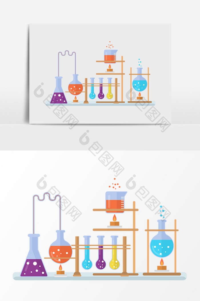 卡通手绘化学实验元素