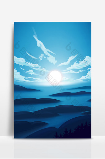 海洋山峰白云设计背景图图片
