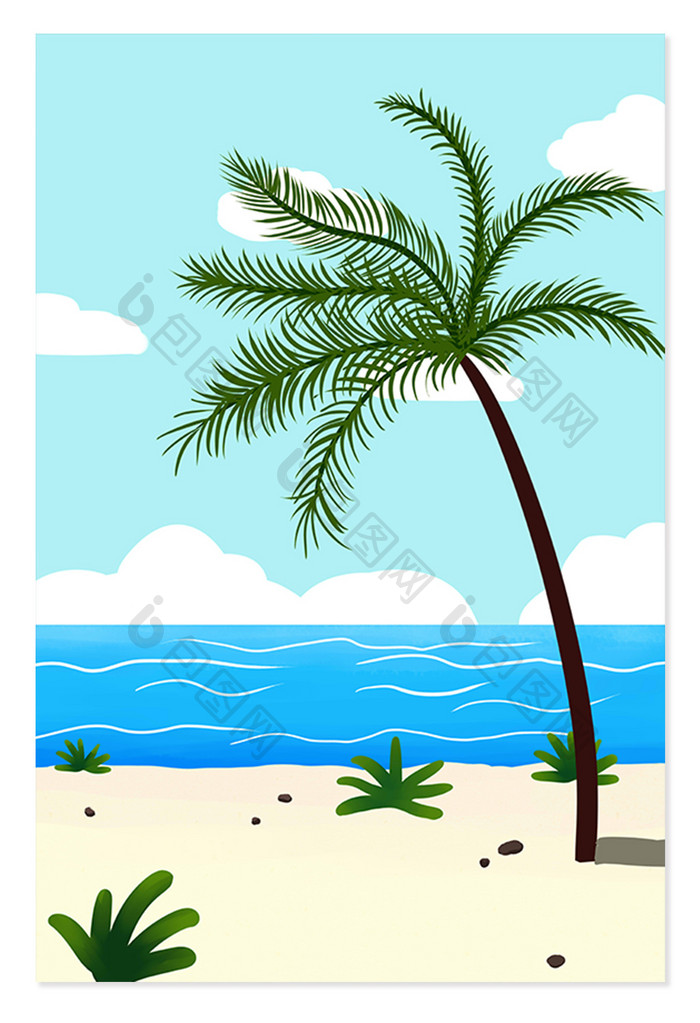 椰子树沙滩设计背景图