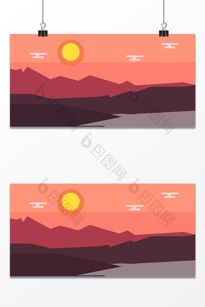 日落郊野设计背景图