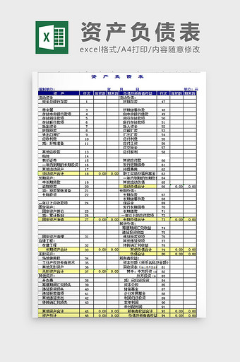 单位资产负债表 excel模板图片