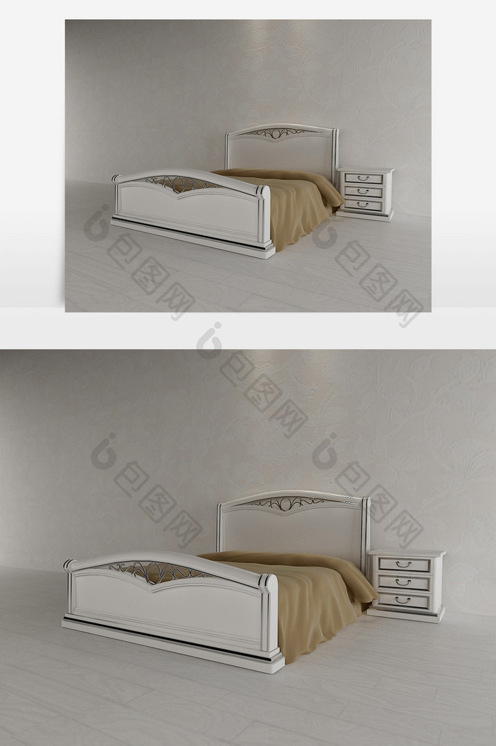 现代简约风格双人床max模型