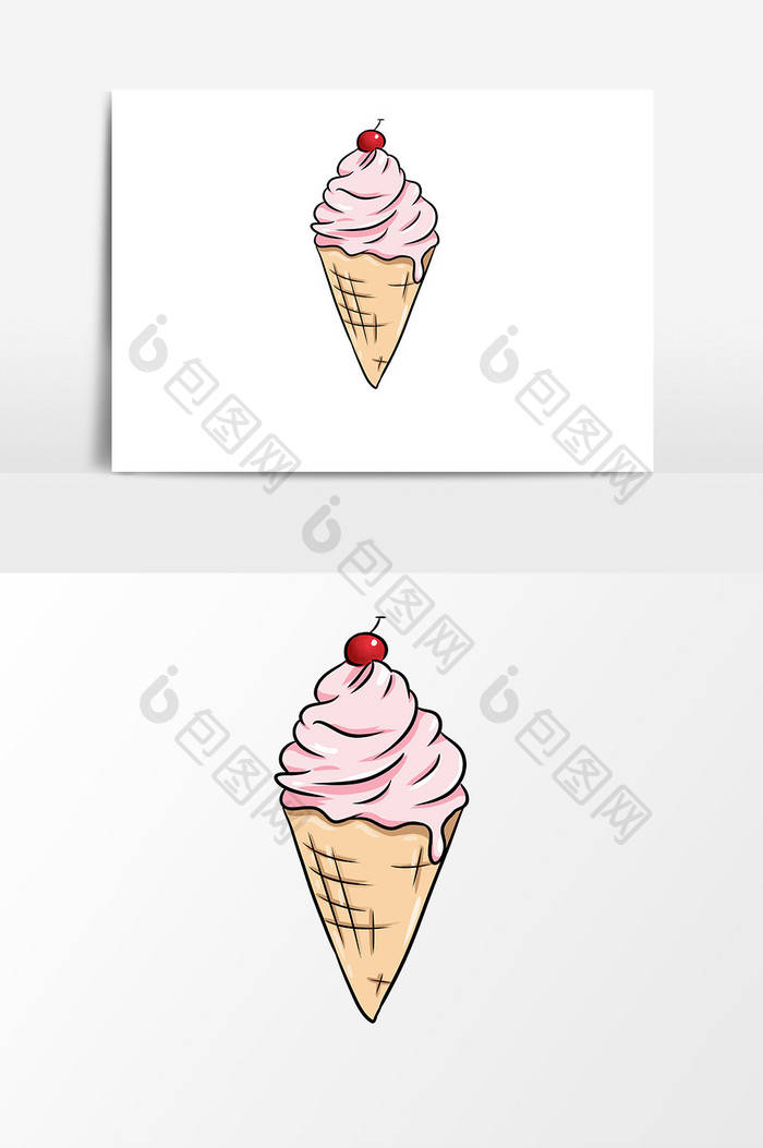 粉色甜筒冰淇淋元素