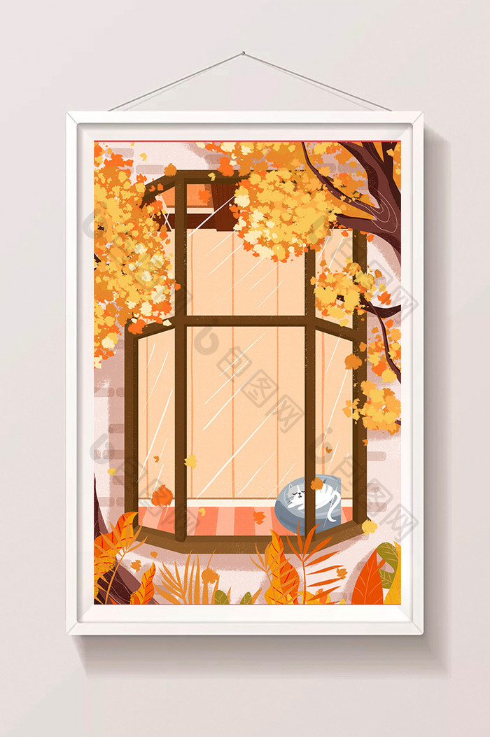秋季窗户背景设计