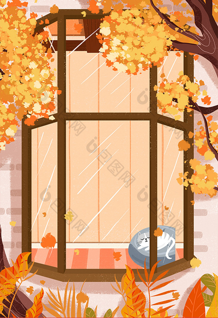 秋季窗户背景设计