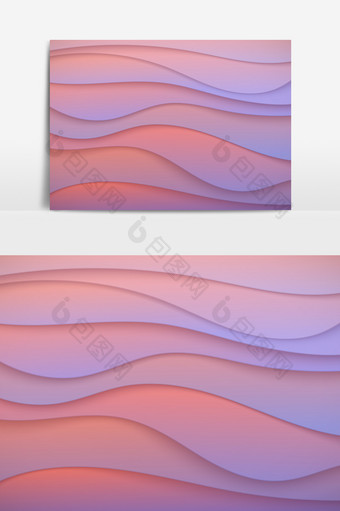 剪纸风抽象粉紫色矢量元素图片