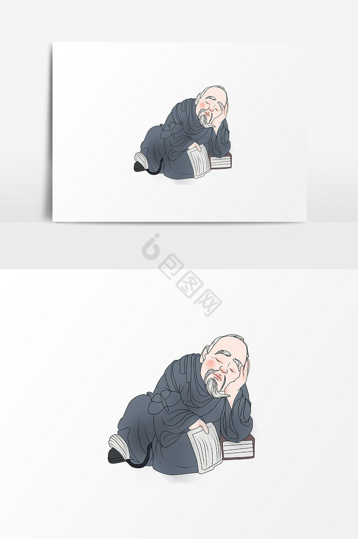 古代老人人物插画