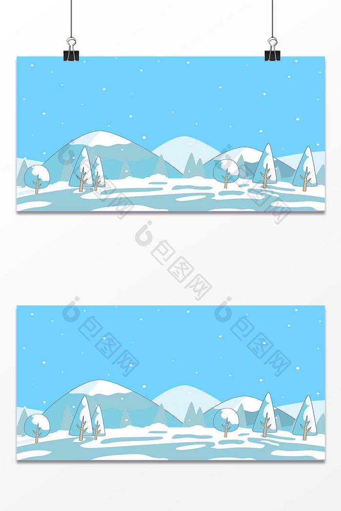 雪地蓝色设计背景图
