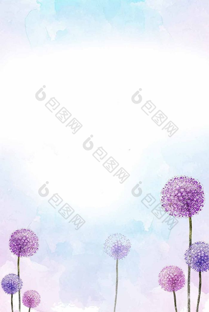 简约梦幻字母紫色蒲公英植物客厅装饰画