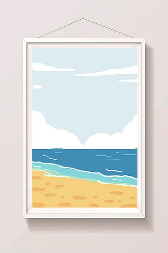 海滩沙滩插画素材图片