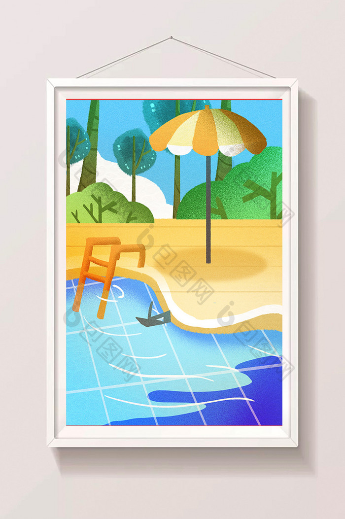 环境沙滩太阳伞插画设计