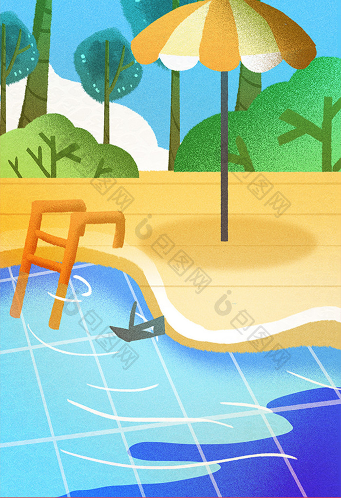 环境沙滩太阳伞插画设计