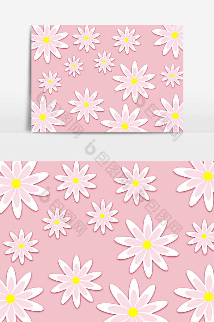 剪纸风格粉色花朵